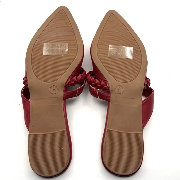Journee Collection Red Olivea Flats Slides with Foot Straps Cushioned Size 6 - Picture 6 of 10